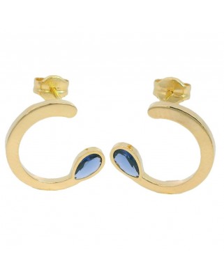 PENDIENTES MEDIO CÍRCULO 12MM PIEDRA NANO ZAFIRO