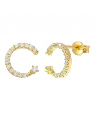 PENDIENTES MEDIO CÍRCULO CON CIRCONITAS. 8MM PRESION