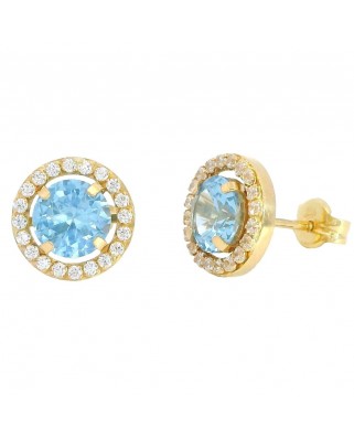 PENDIENTES ORLA 9MM CENTRO 5.5MM PRESION COLOR AGUA MARINA