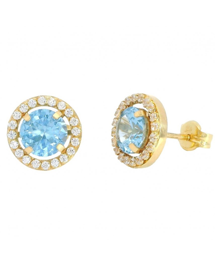 PENDIENTES ORLA 9MM CENTRO 5.5MM PRESION COLOR AGUA MARINA