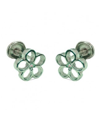 PENDIENTES ORO BLANCO FLOR CON CIRCONITA.6'5MM.