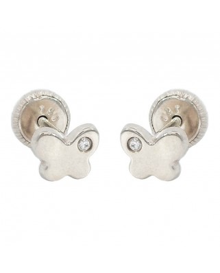 PENDIENTES ORO BLANCO MARIPOSA 6MM BRILLANTES 0.04 CT TW