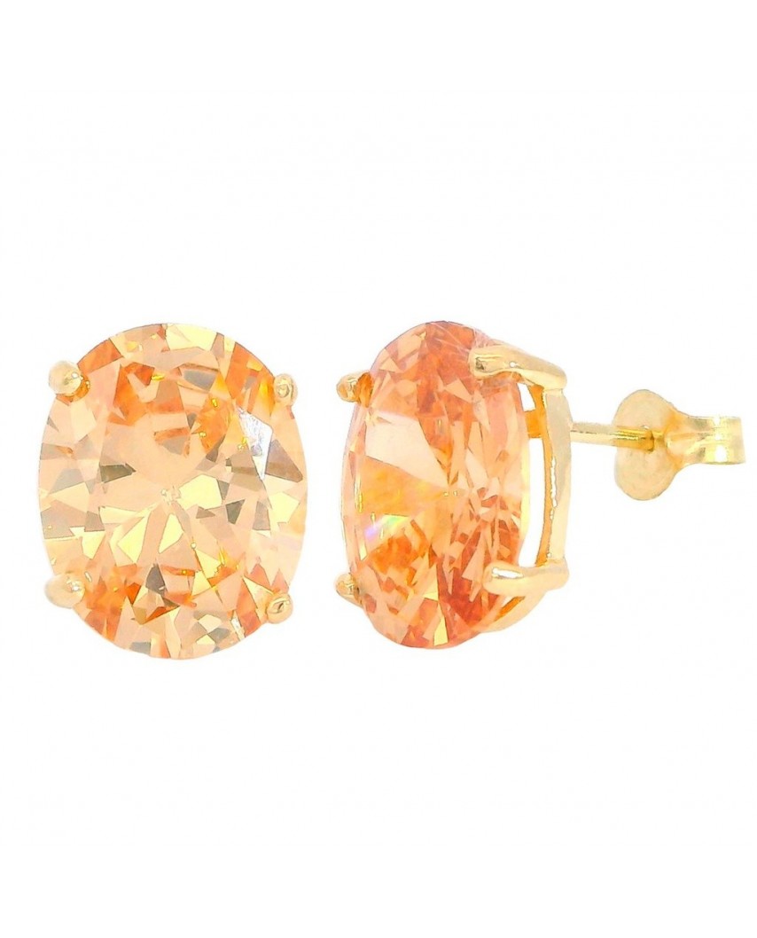 PENDIENTES OVAL 10x8MM CHAMPAGNE PRESION