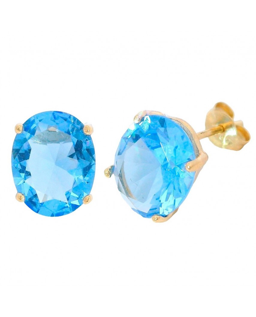 PENDIENTES OVAL 10x8MM COLOR  AGUAMARINA PRESION