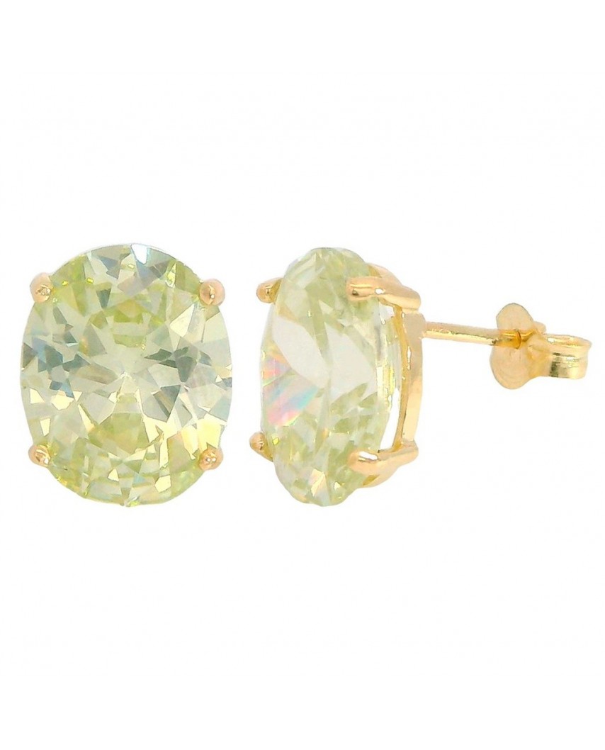 PENDIENTES OVAL 10x8MM COLOR  CITRINO PRESION