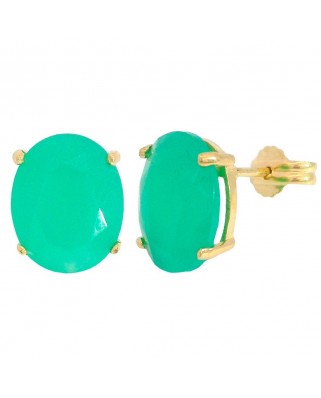 PENDIENTES OVAL 10x8MM COLOR ESMERALDA PRESION
