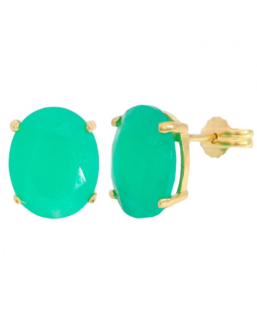 PENDIENTES OVAL 10x8MM COLOR ESMERALDA PRESION