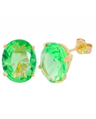 PENDIENTES OVAL 10x8MM COLOR PERIDOTO PRESION