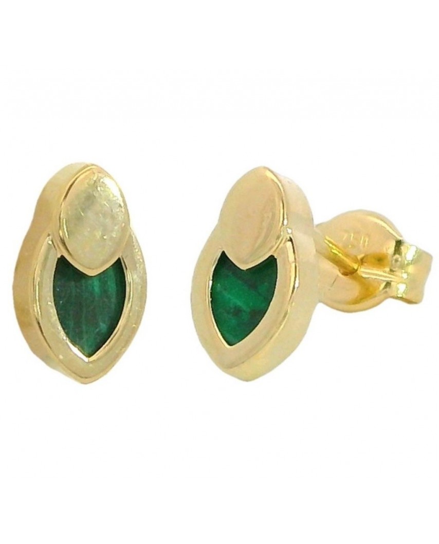 PENDIENTES OVAL CON MOTIVO 7x4MM GREEN STONE PRESION