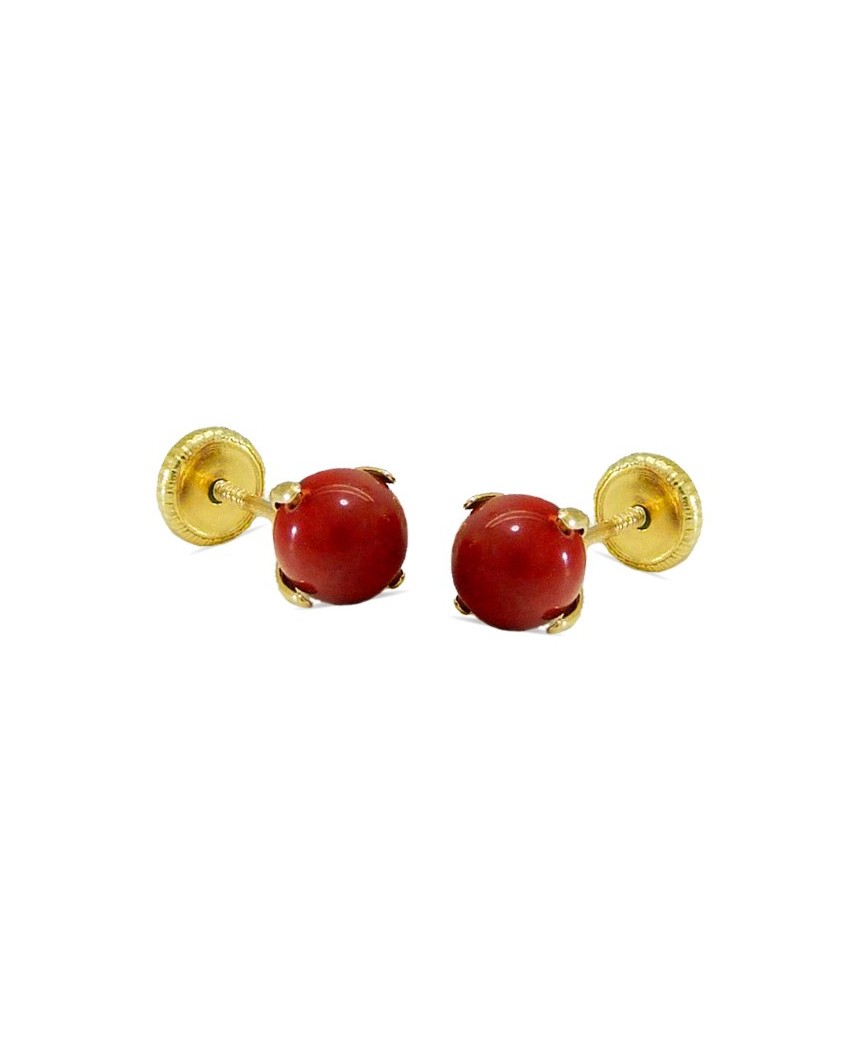 PENDIENTES PATILLA COLOR CORAL 5MM .TORNILLO
