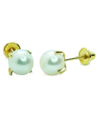 PENDIENTES PATILLA PERLA SHELL 4MM.TORNILLO