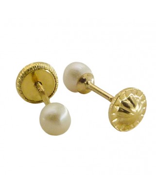 PENDIENTES PERLA ESFERICA 5/6MM.TORNILLO.