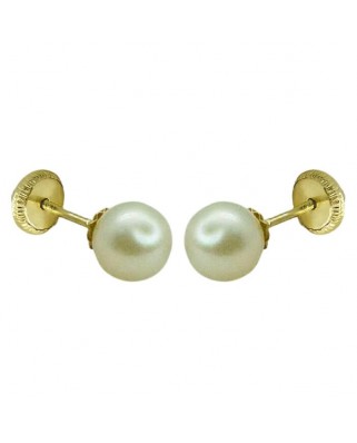 PENDIENTES PERLA ESFERICA 6-7MM.ROSCA