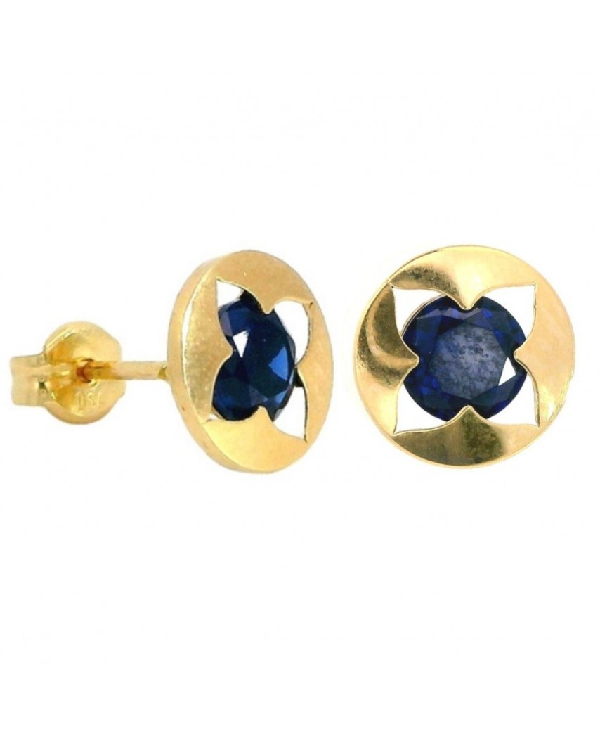 PENDIENTES REDONDOS 8MM PIEDRA NANO ZAFIRO