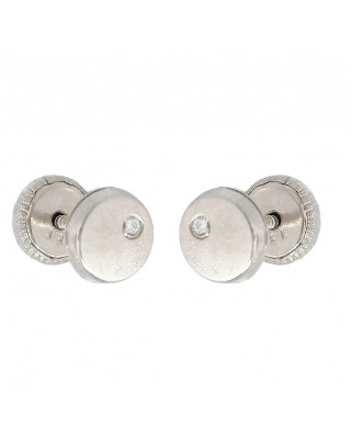 PENDIENTES REDONDOS CIRCONITAS. 6MM.ORO BLANCO.