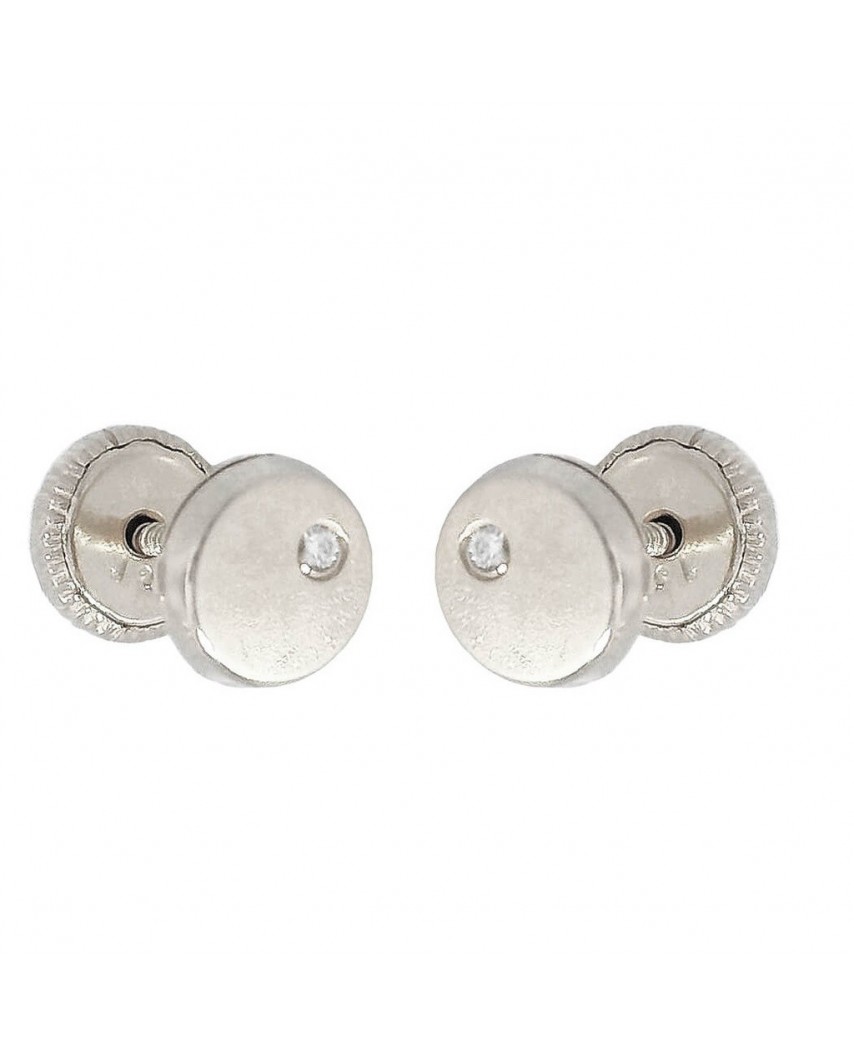 PENDIENTES REDONDOS CIRCONITAS. 6MM.ORO BLANCO.