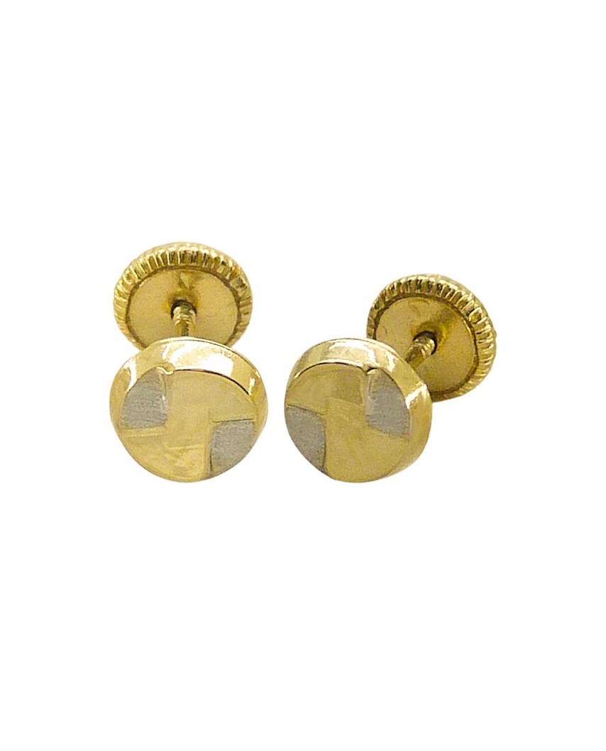 PENDIENTES REDONDOS FACETAS BICOLOR 5MM.ROSCA.