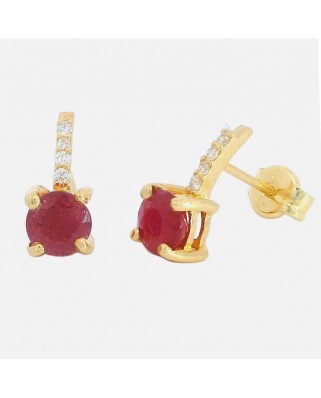 PENDIENTES RUBI REDONDO  4MM 8 BRILLANTES 1MM H-SI 0.04 CT