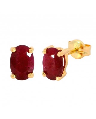 PENDIENTES RUBÍ OVAL 6x4MM 0.95 CT TW  PRESION