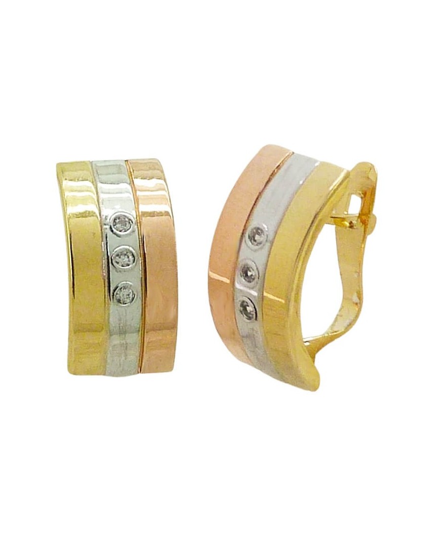 PENDIENTES TRICOLOR BANDAS Y CIRCONITAS .CATALAN.