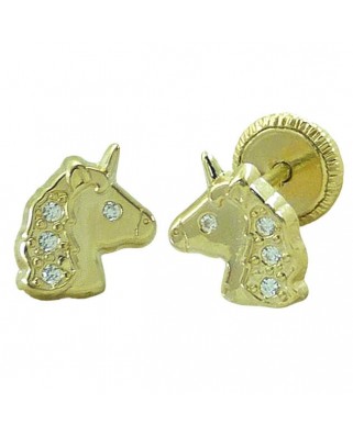PENDIENTES UNICORNIO CIRCONITAS. 5MM TORNILLO.