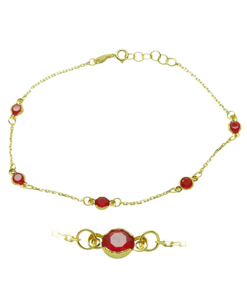 PULSERA 5 BOCEL 4MM CUARZO ROJO 19CM