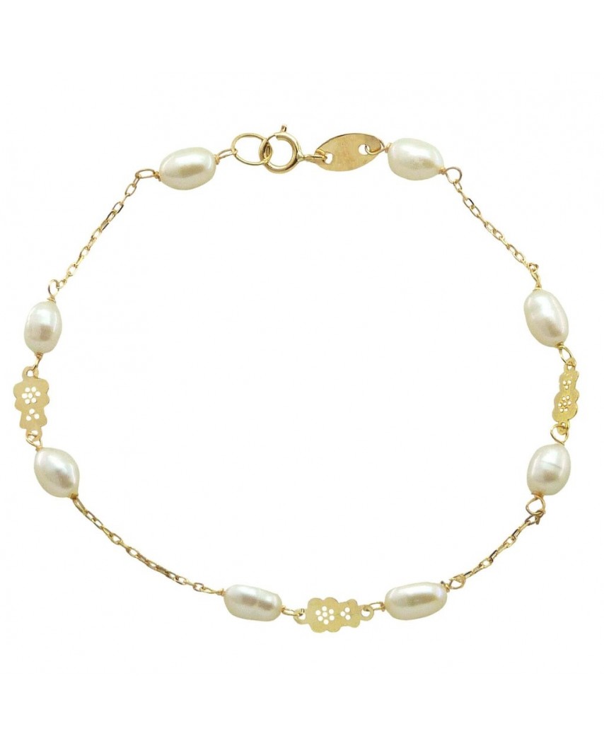 PULSERA COMUNION OSITOS PERLA S/CHAPA