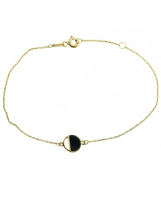 PULSERA REDONDA 8MM ESMALTE NEGRO CADENA 19CM.