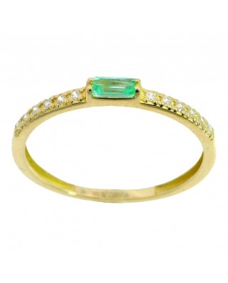 SORTIJA  ESMERALDA 4x2MM Y CIRCONITAS.