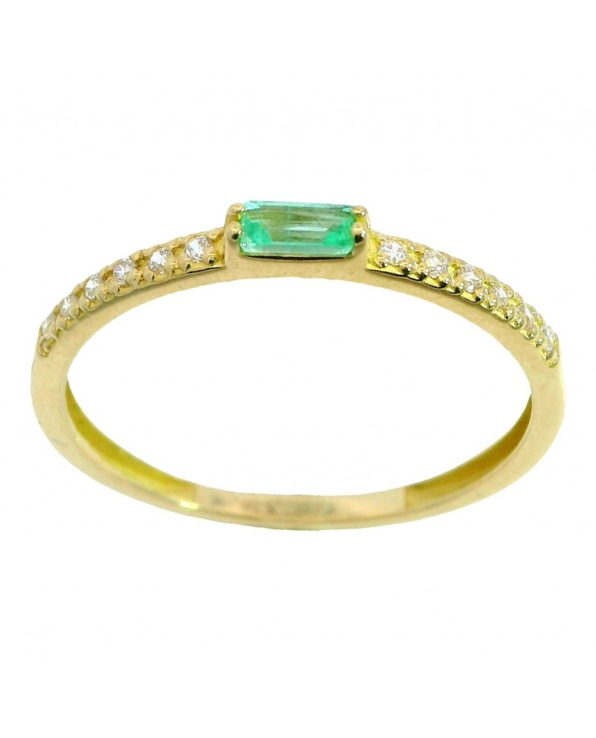 SORTIJA  ESMERALDA 4x2MM Y CIRCONITAS.