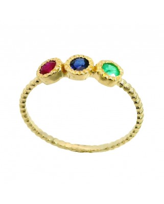 SORTIJA  TRIPLE BOCEL ZAFIRO RUBI ESMERALDA