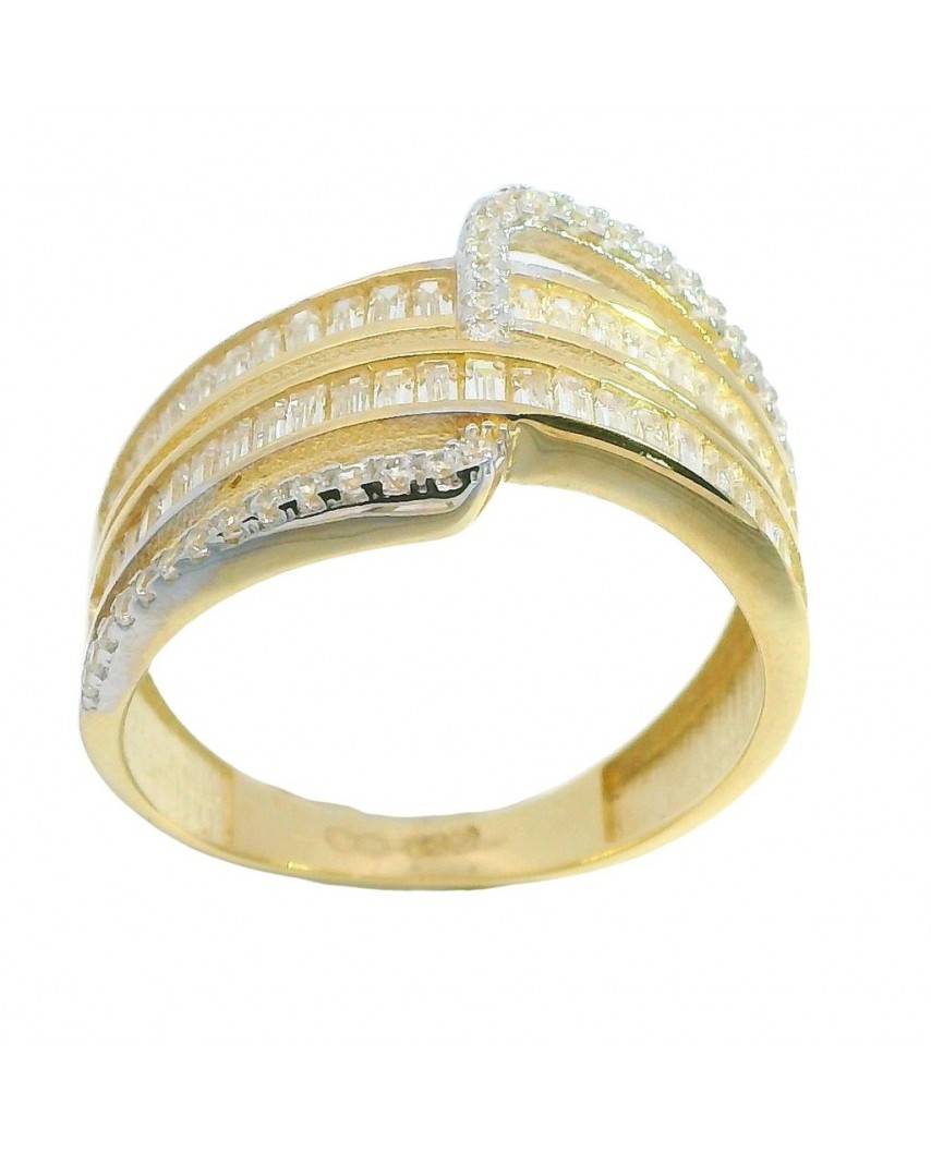 SORTIJA 2 BANDAS BAGUES Y 1 BANDAS CIRCONITA