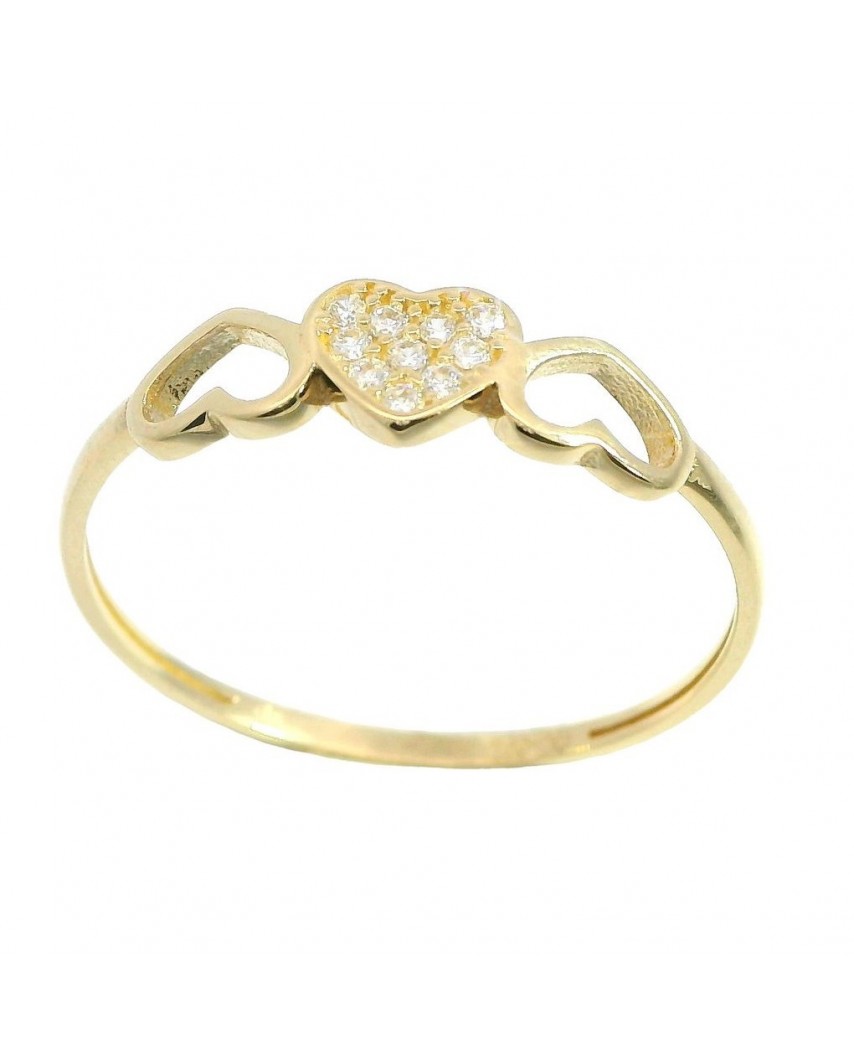 SORTIJA 3 CORAZONES CALADOS Y CON  PIEDRAS