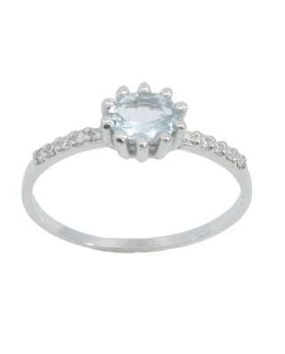 SORTIJA AGUAMARINA OVAL  5x4MM 10 BRILLANTES  1MM H-SI 0.07 CT