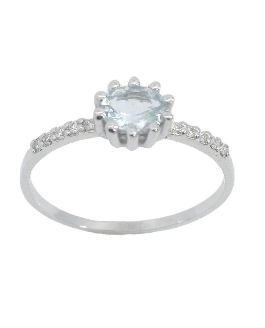 SORTIJA AGUAMARINA OVAL  5x4MM 10 BRILLANTES  1MM H-SI 0.07 CT