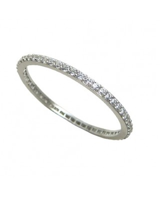 SORTIJA ALIANZA ENTERA ORO BLANCO CON CIRCONITAS.