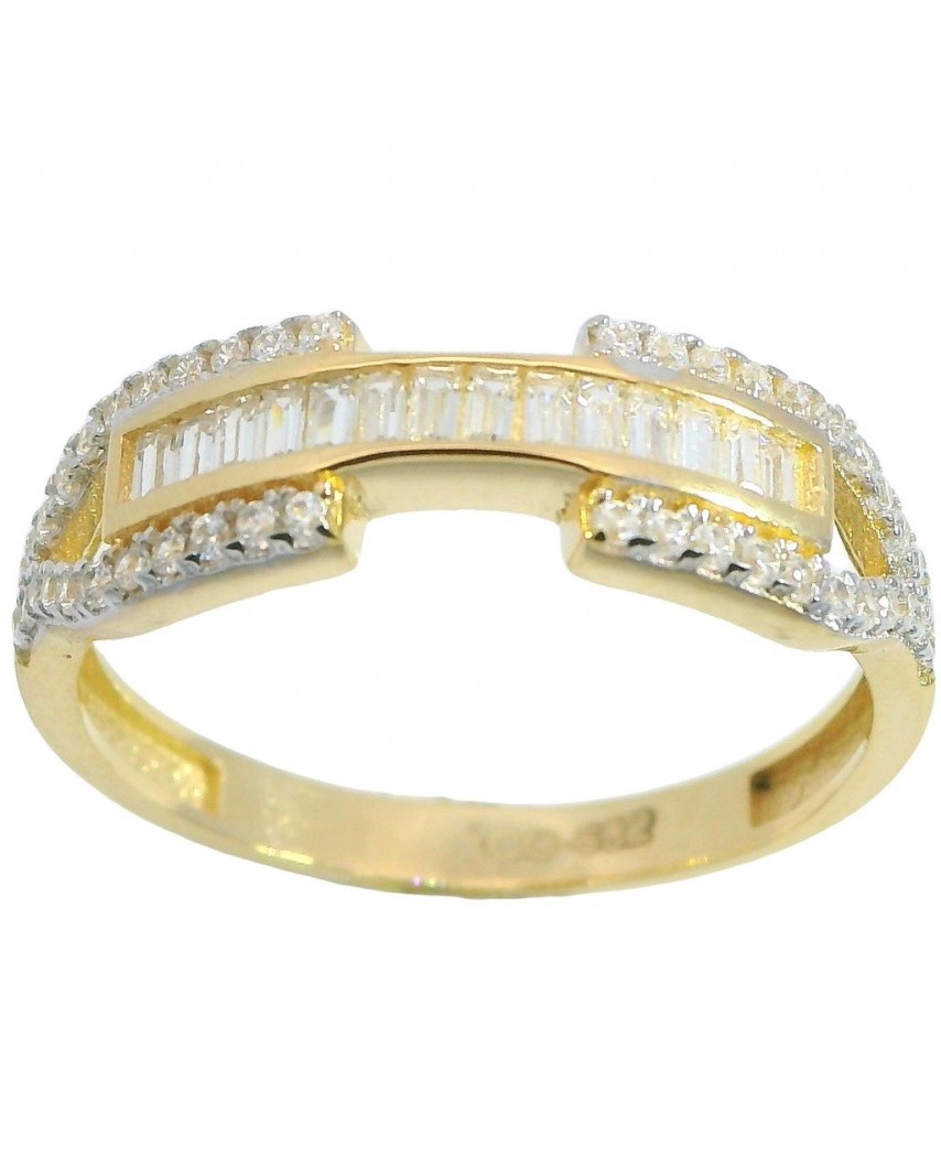 SORTIJA BAGUES CENTRAL Y 2 BANDAS CIRCONITAS