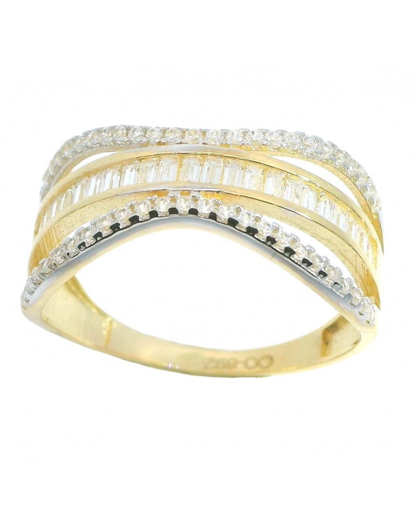 SORTIJA BAGUES CENTRAL Y 2 BANDAS CIRCONITAS