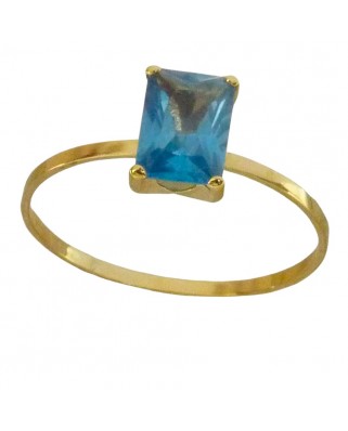 SORTIJA BAGUETTE 7x5MM COLOR  AGUAMARINA