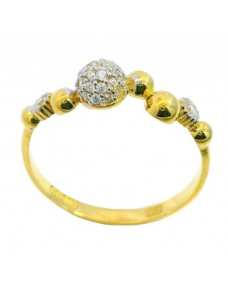 SORTIJA BOLAS DE ORO Y BOLAS CON CIRCONITAS.