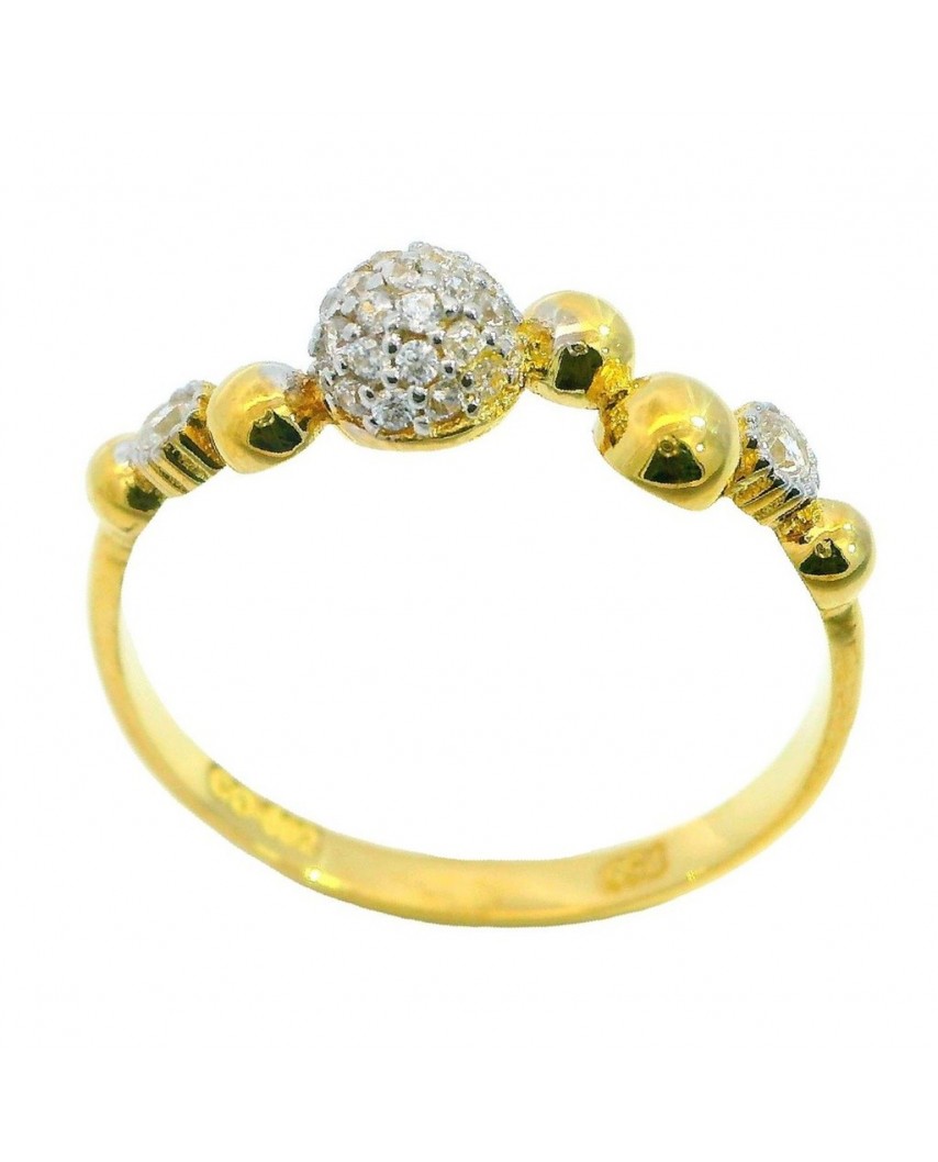 SORTIJA BOLAS DE ORO Y BOLAS CON CIRCONITAS.