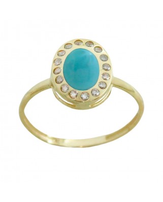 SORTIJA CABUCHÓN COLOR TURQUESA DE 8X6MM.