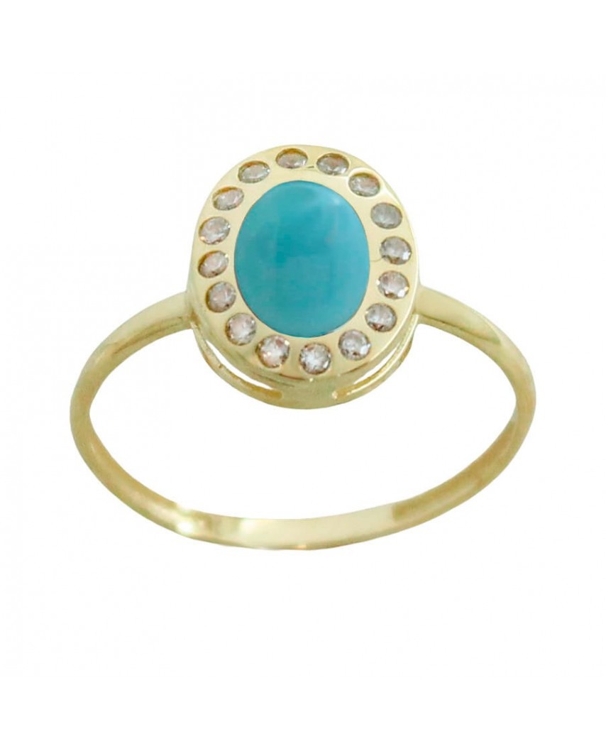 SORTIJA CABUCHÓN COLOR TURQUESA DE 8X6MM.