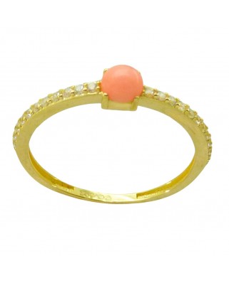 SORTIJA CABUCHÓN ROSA Y CIRCONITAS