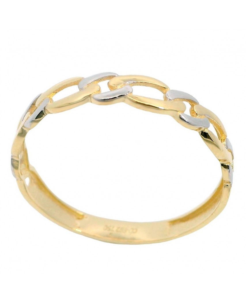 SORTIJA CADENA ESLABONES BICOLOR