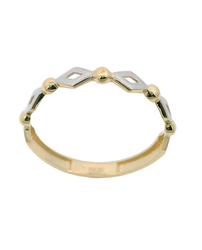 SORTIJA CADENA ESLABONES OVAL-BOLA BICOLOR