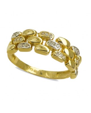 SORTIJA CADENA PIEDRAS FUNDIDA