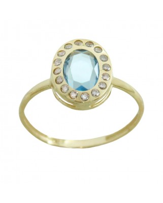 SORTIJA CIRCONITA OVAL DE 8x6MM COLOR AGUAMARINA.