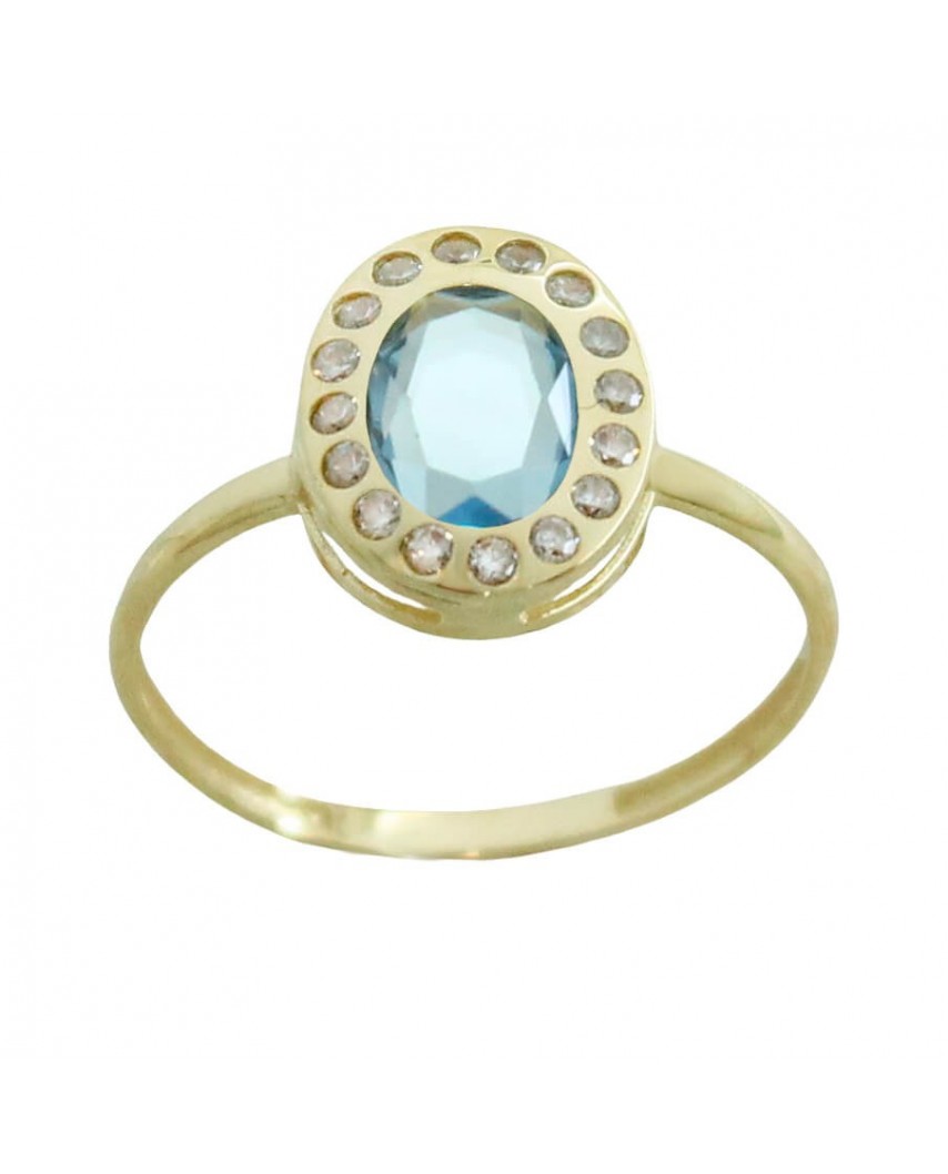 SORTIJA CIRCONITA OVAL DE 8x6MM COLOR AGUAMARINA.