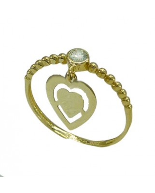SORTIJA CIRCONITA Y CORAZÓN CALADO.